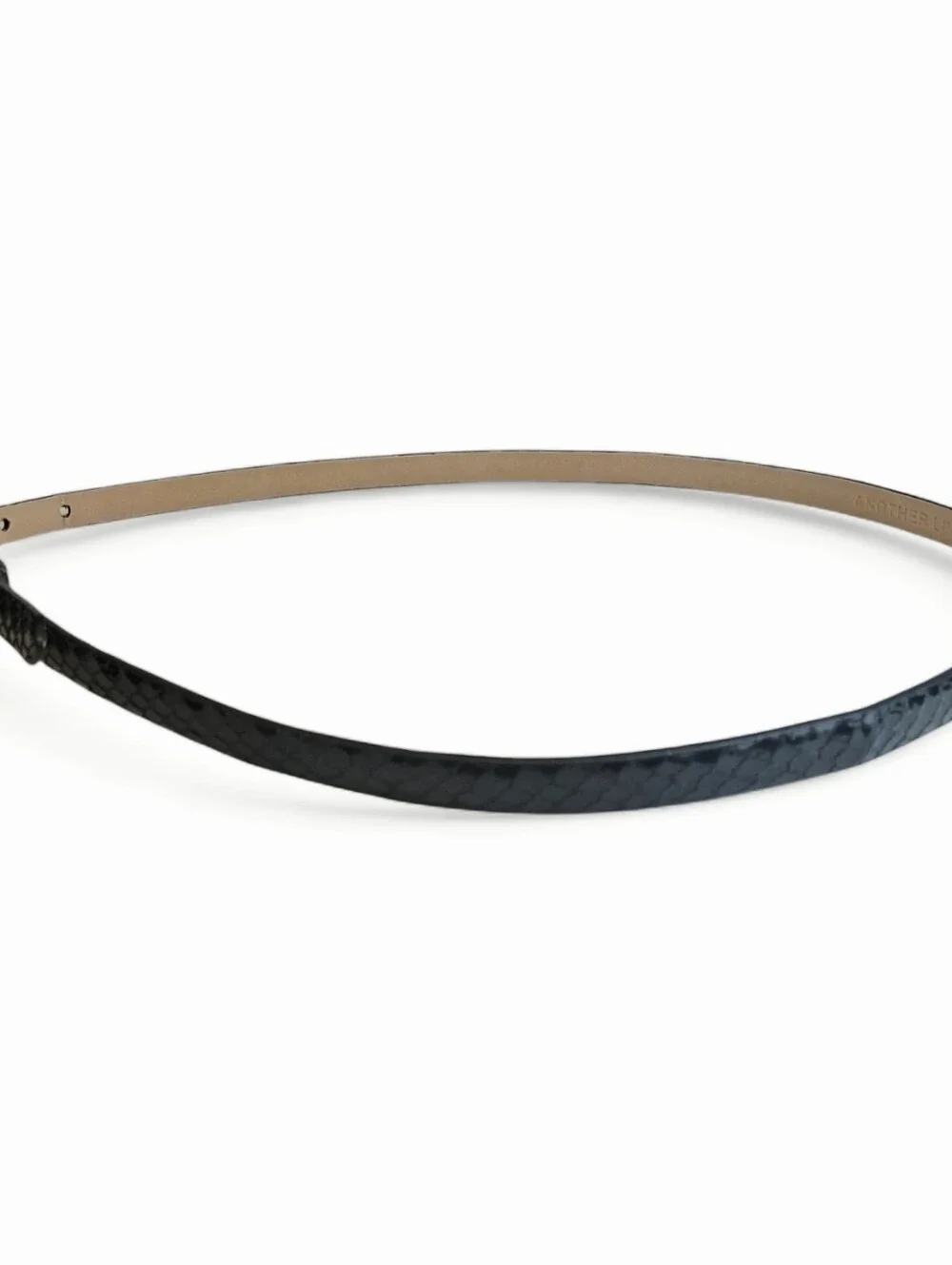 Set of 2 Wmn's Skinny Belts Joan & David Brn Alligator L & Another Line Inc Bk M